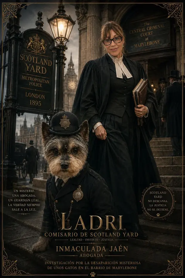 Cartel de Ladri como comisario de Scotland Yard, junto a Inmaculada Jaén