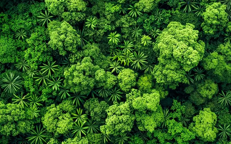 Bosque denso visto desde el aire